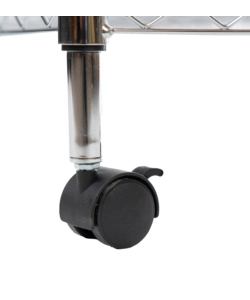 Scaffale in metallo cromato 4 ripiani con ruote, 89x34x142 cm